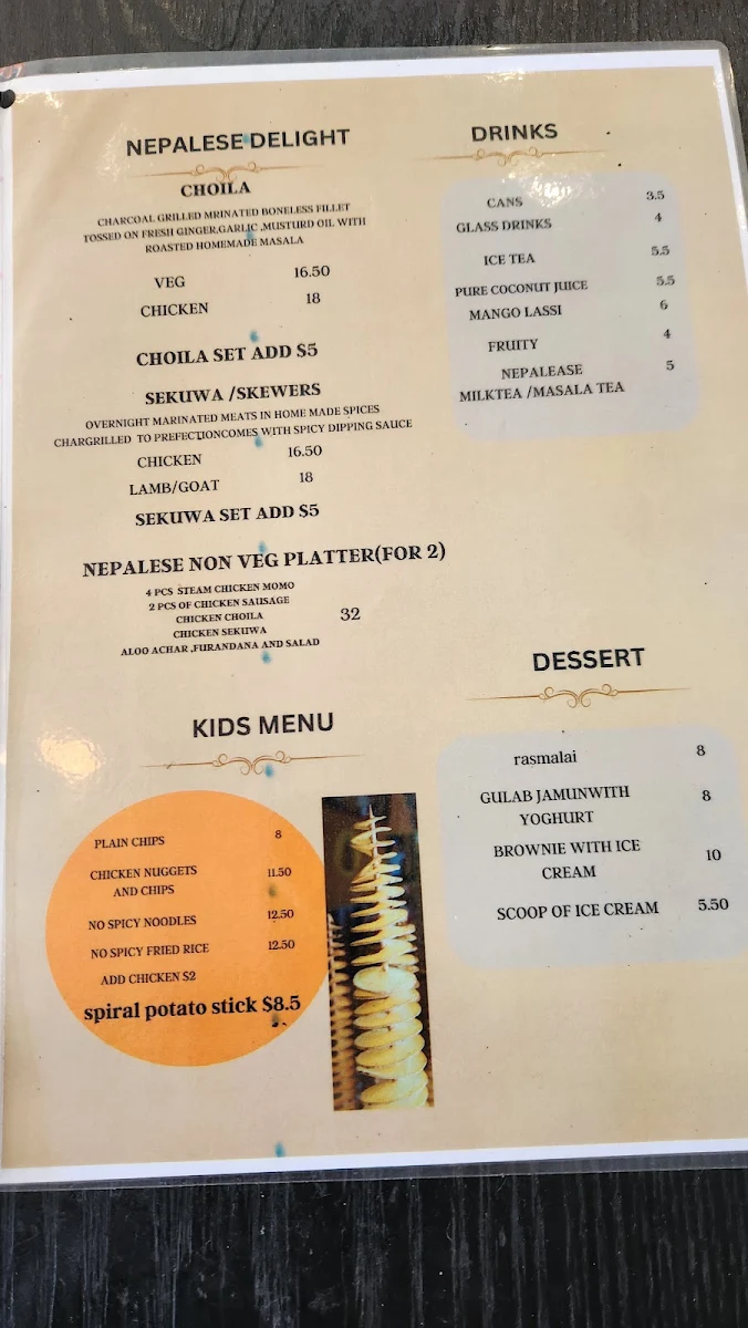 Menu, Mt Everest Mo:mo , Tarneit