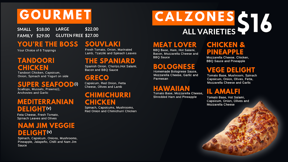 Menu, Amalfi Pizza & Pasta Bell Park