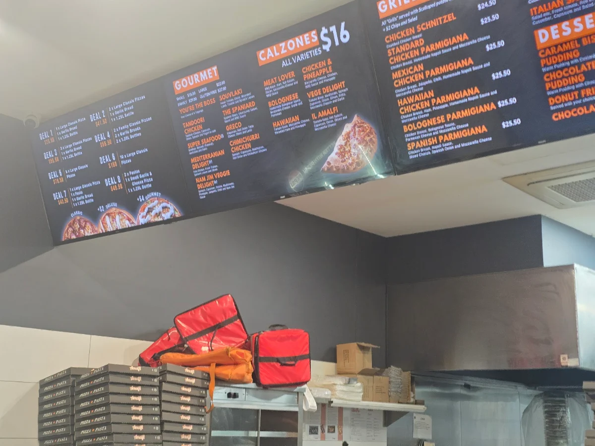 Menu, Amalfi Pizza & Pasta Bell Park