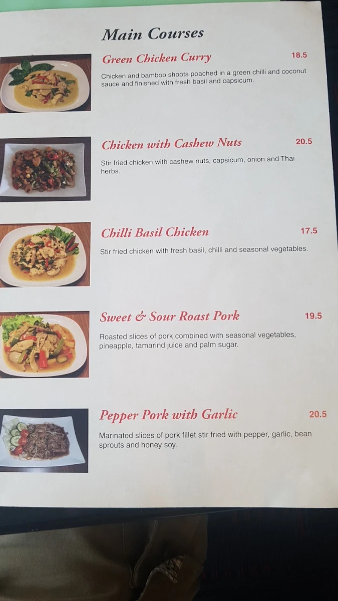 Menu, Pranee Thai Restaurant