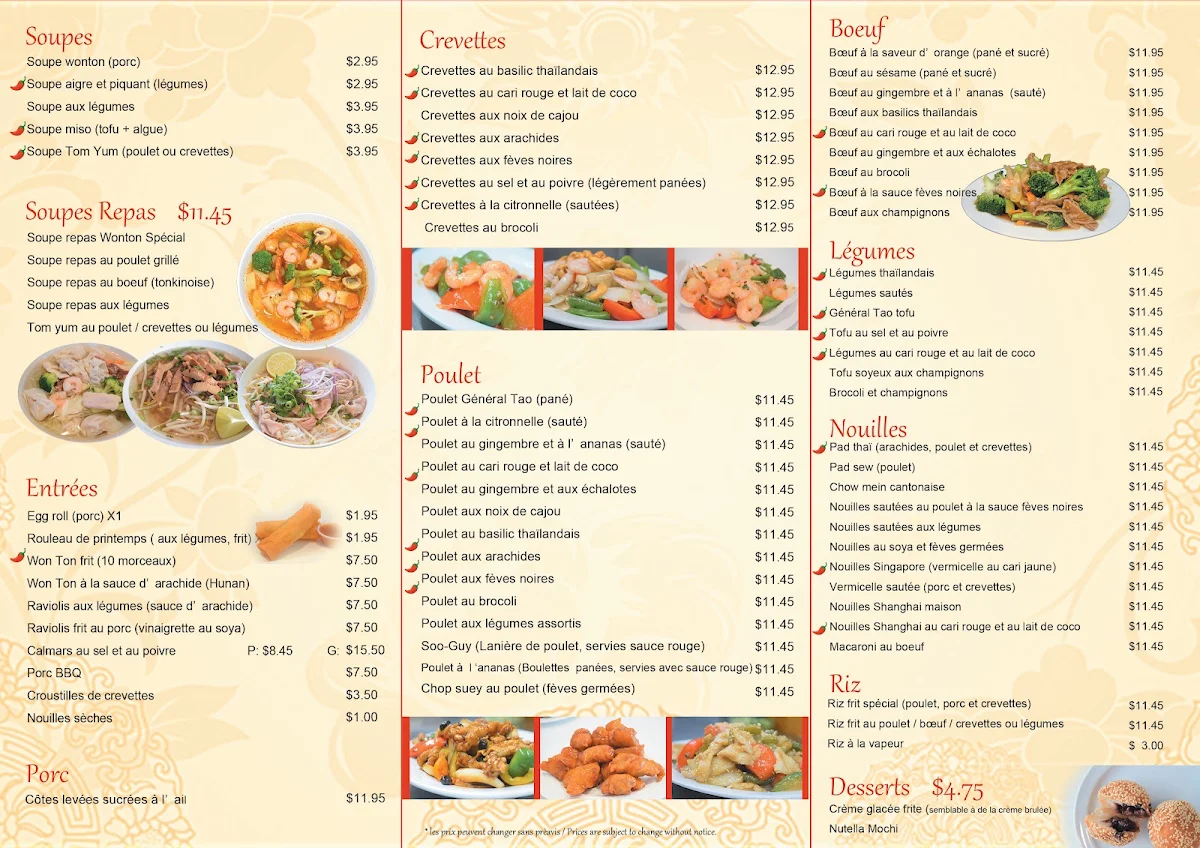 Menu, Soupe & Roll