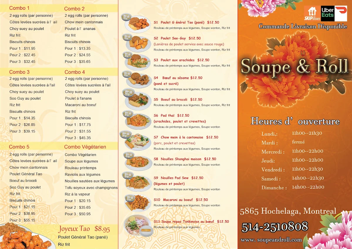 Menu, Soupe & Roll