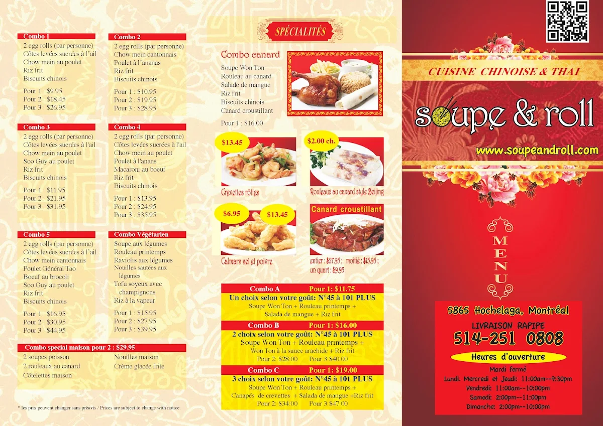 Menu, Soupe & Roll