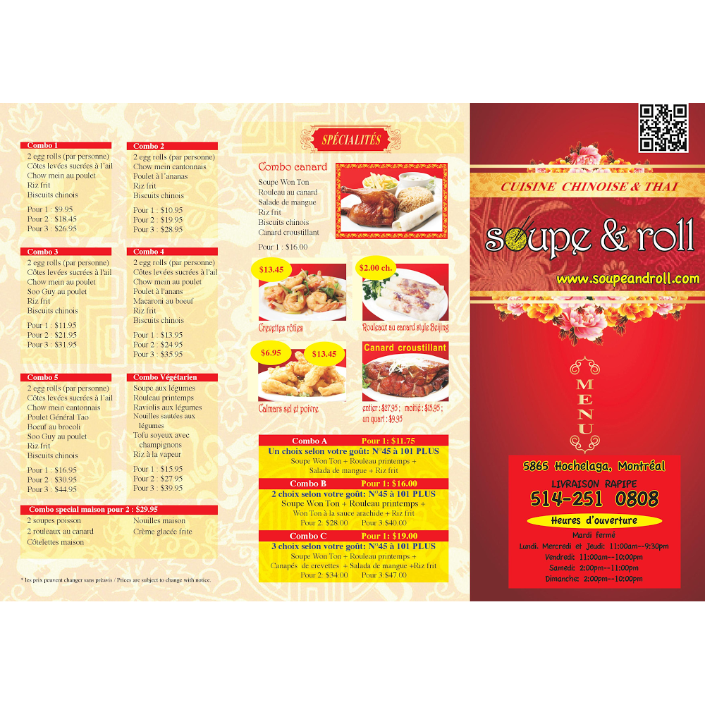 Menu, Soupe & Roll