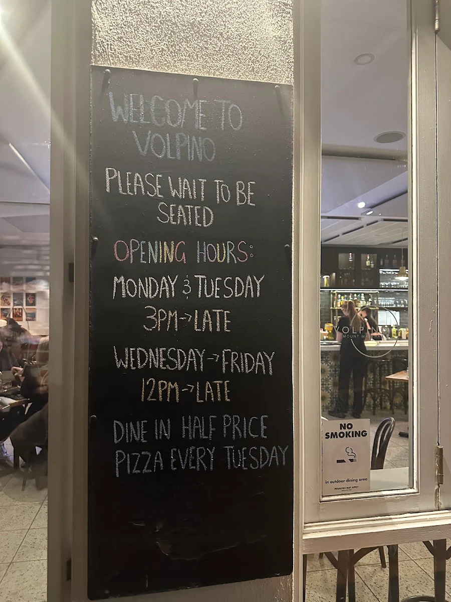 Menu, Volpino Pizzeria and Wine Bar