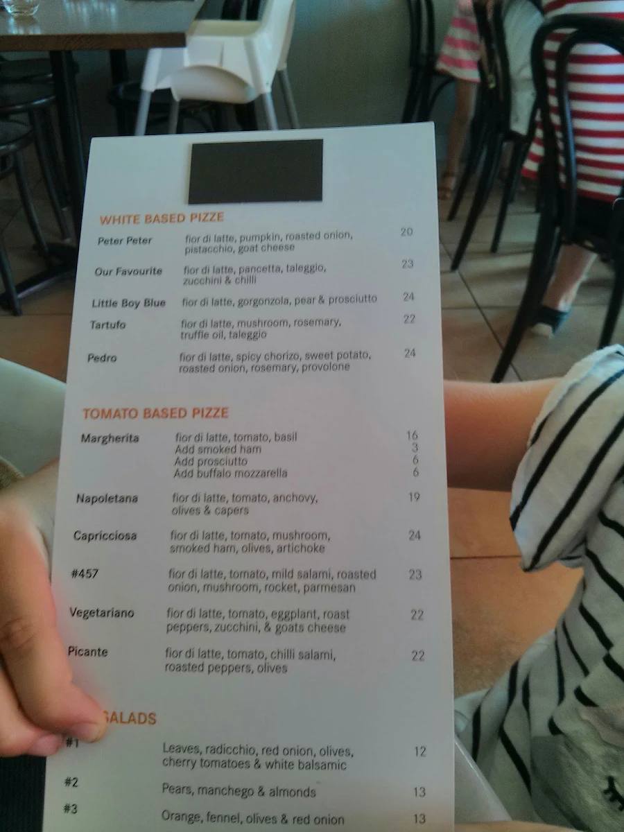 Menu, Volpino Pizzeria and Wine Bar