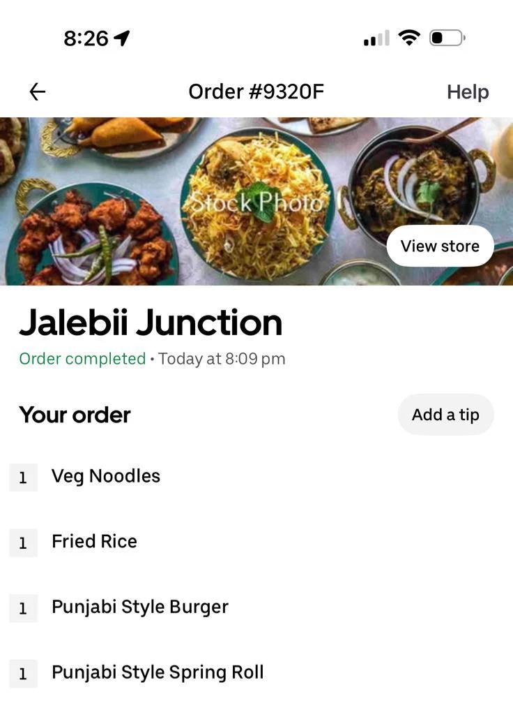 Menu, JALEBI JUNCTION