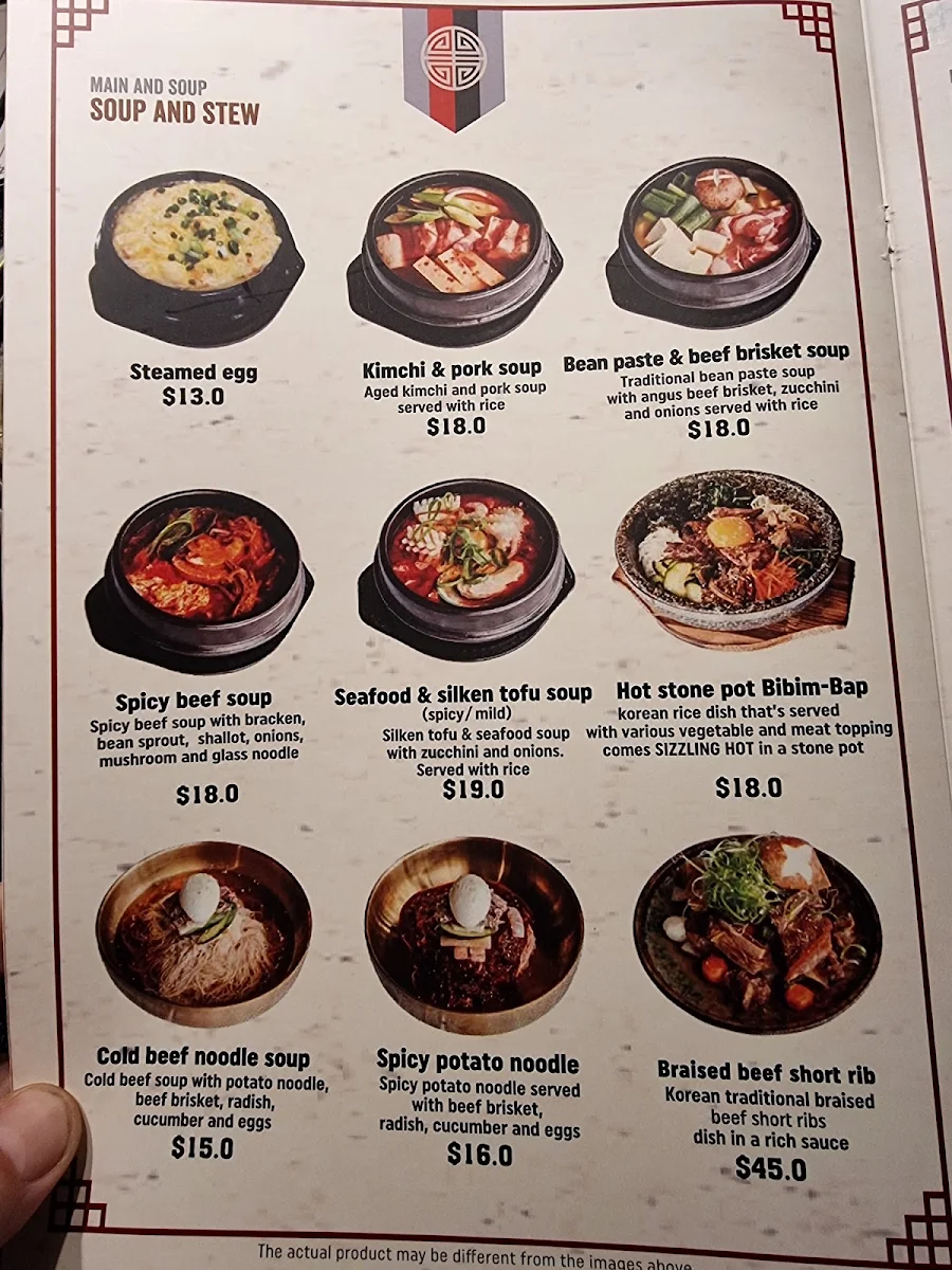 Menu, Hanok Korean BBQ Wollongong