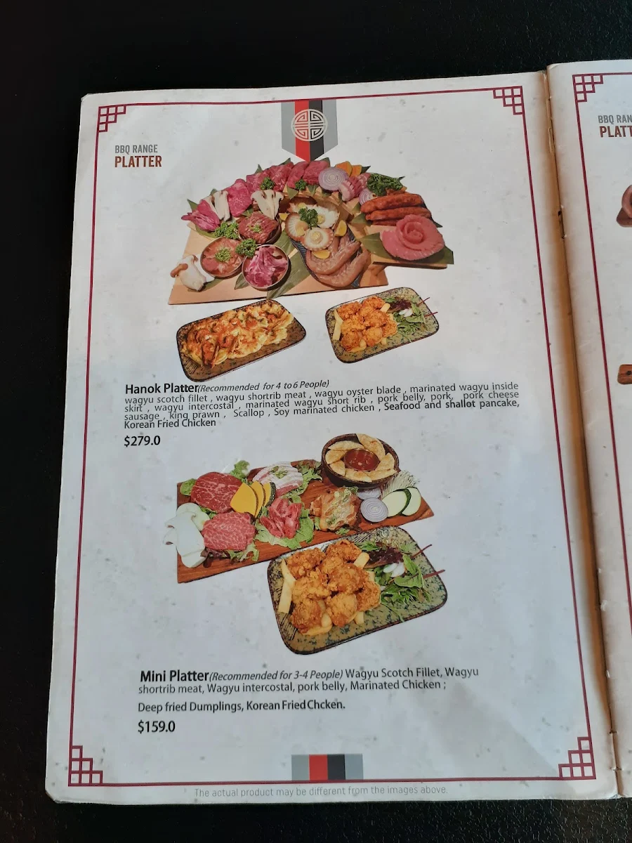 Menu, Hanok Korean BBQ Wollongong