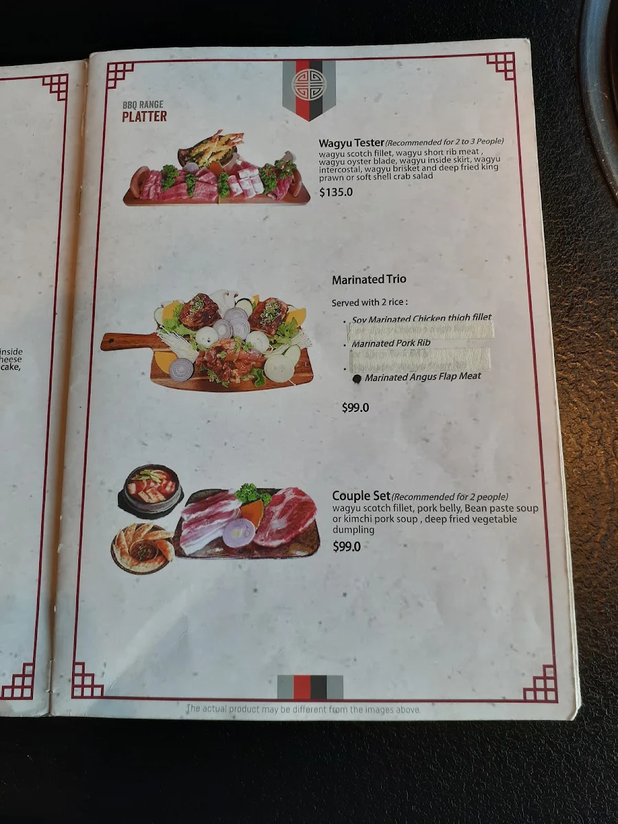 Menu, Hanok Korean BBQ Wollongong