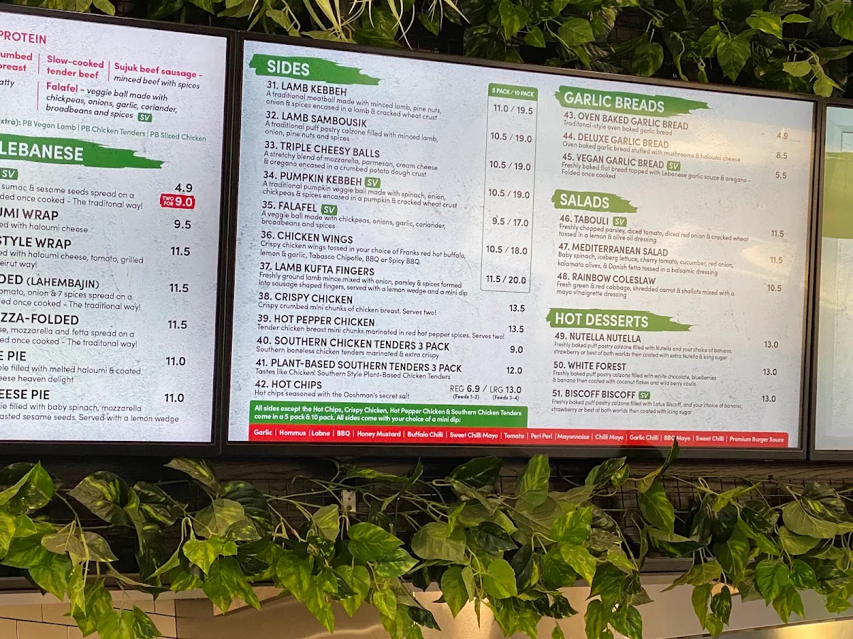 Menu, OOSHMAN Concord
