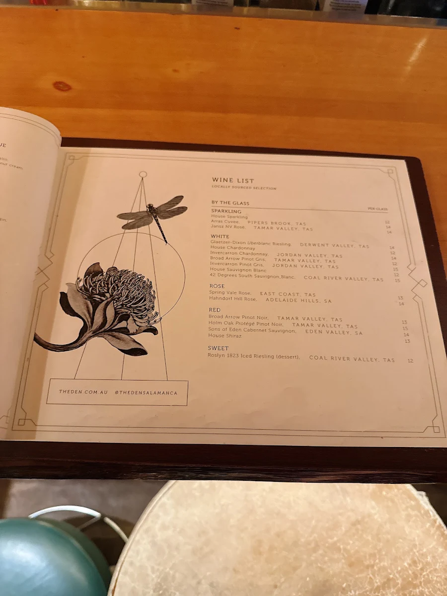 Menu, The Den Salamanca
