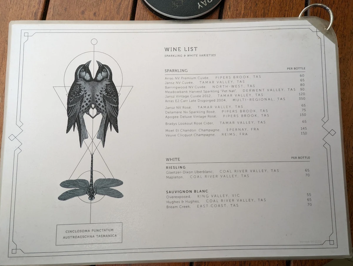 Menu, The Den Salamanca