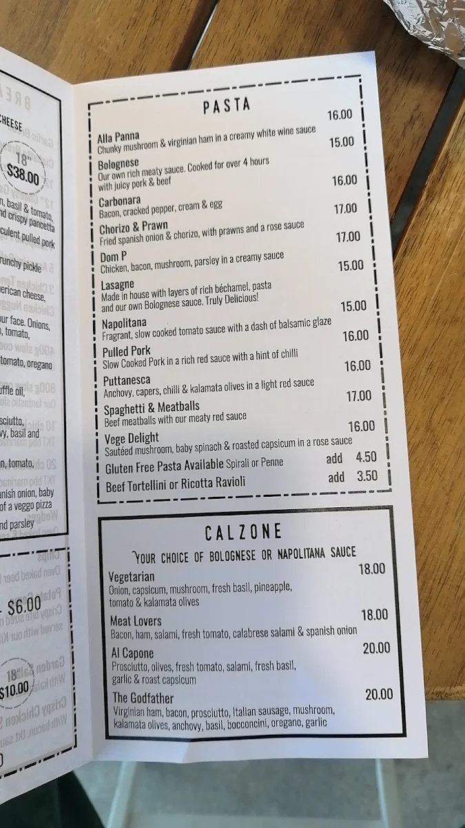 Menu, The Killer Tomato Pizzeria - Newton