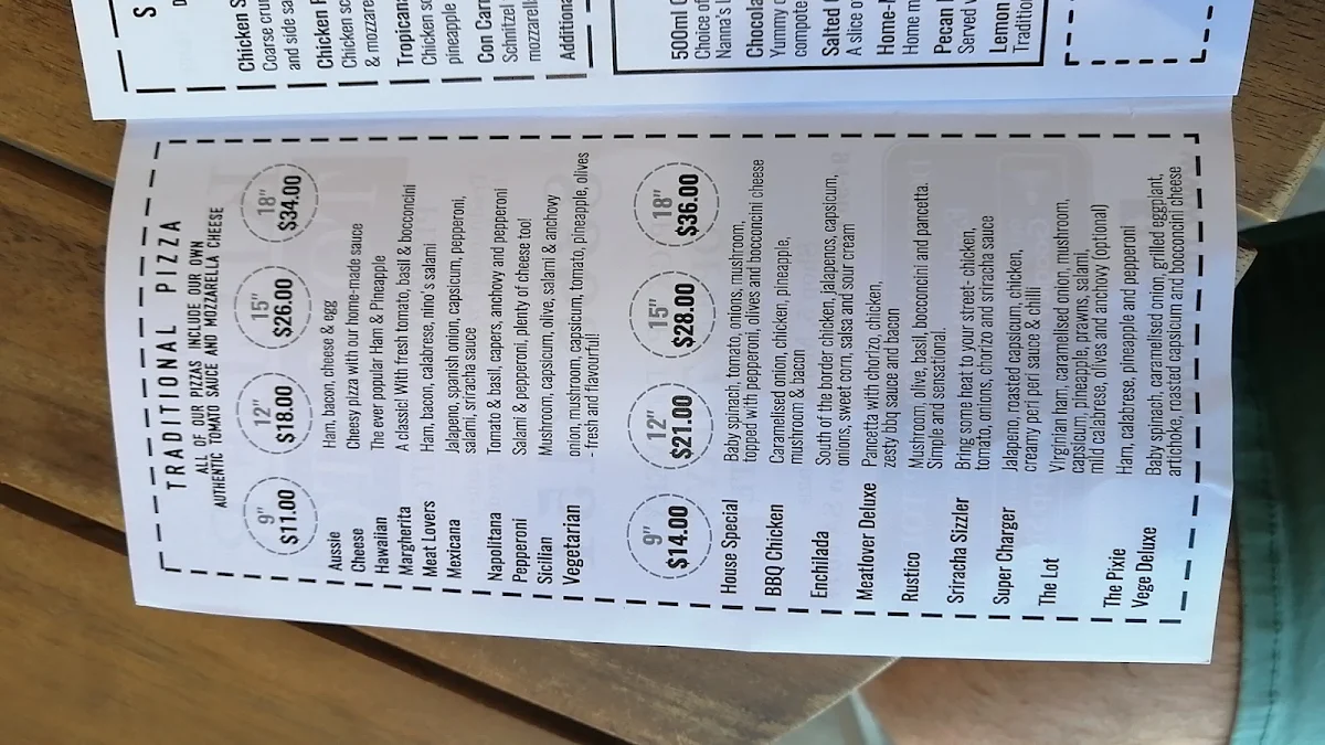 Menu, The Killer Tomato Pizzeria - Newton