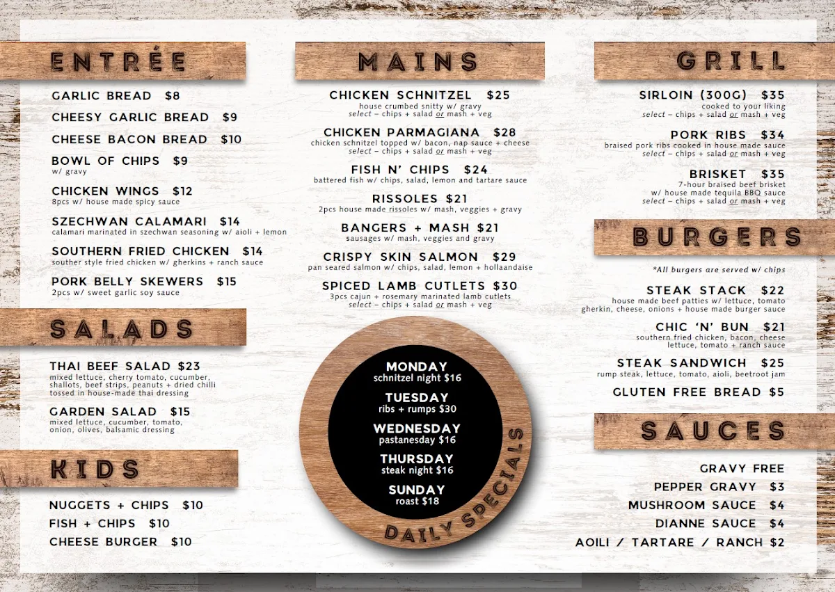 Menu, Criterion Hotel
