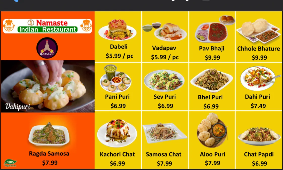 Menu, Namaste Indian Supermarket & Restaurant Orillia