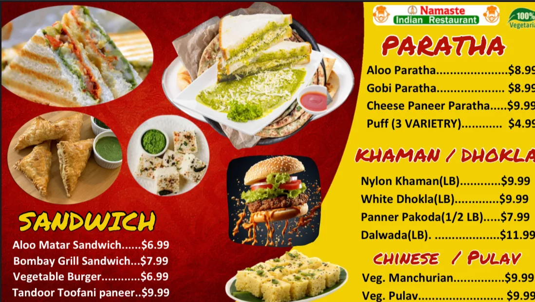 Menu, Namaste Indian Supermarket & Restaurant Orillia