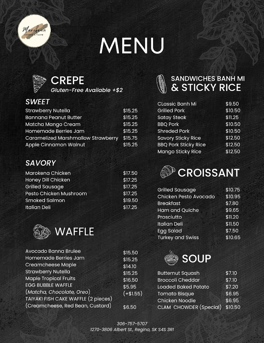 Menu, Marokena Coffee & Taste - Golden Mile
