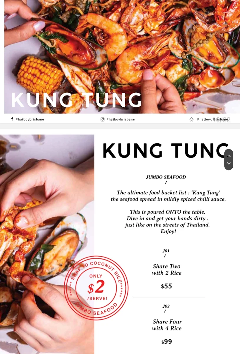 Menu, Phat Boy