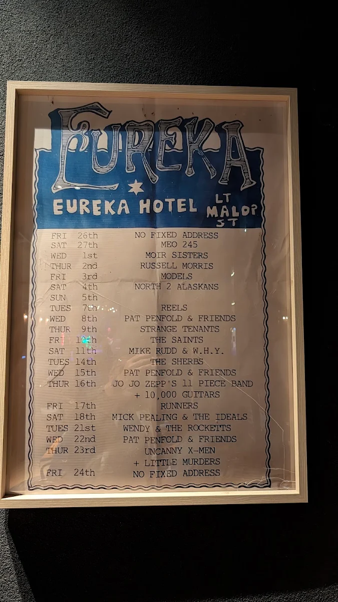 Menu, Eureka Hotel