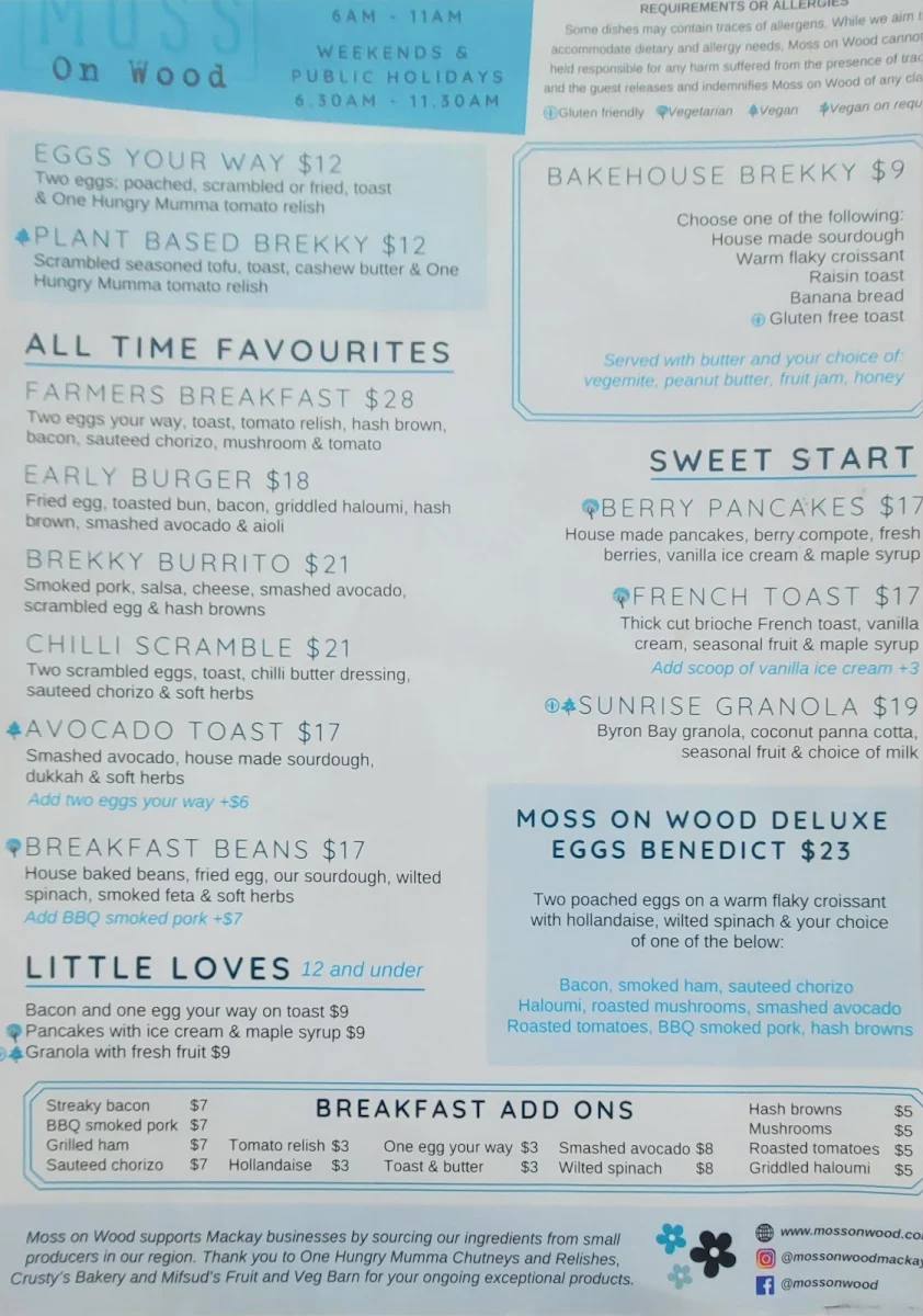 Menu, Moss on Wood