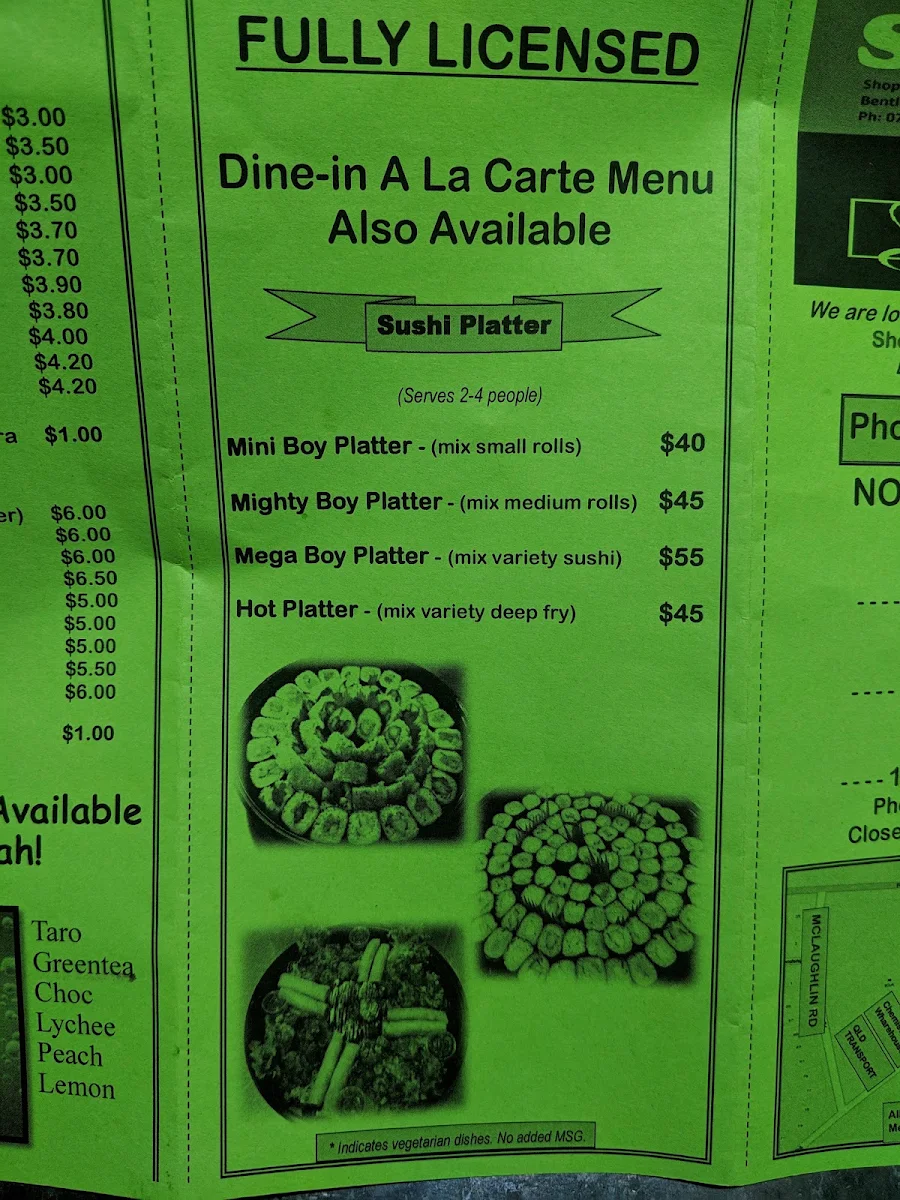 Menu, Sushi Boy & Coffee Girl