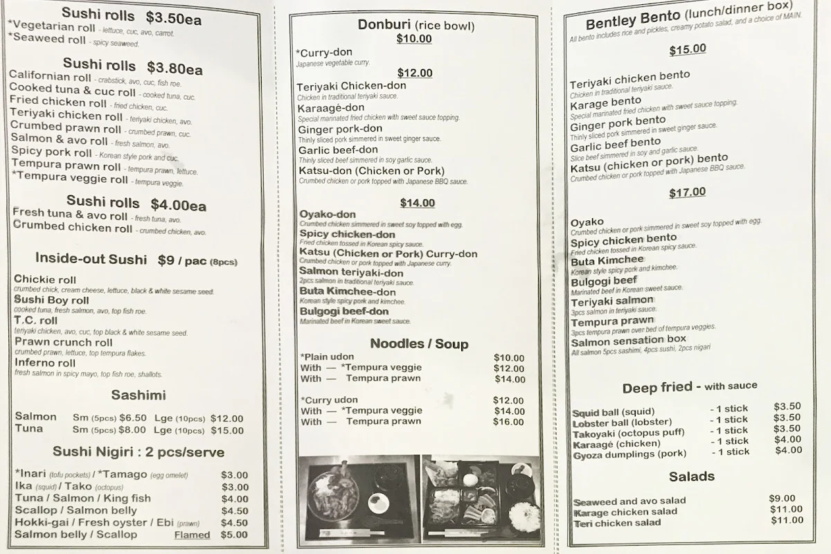 Menu, Sushi Boy & Coffee Girl
