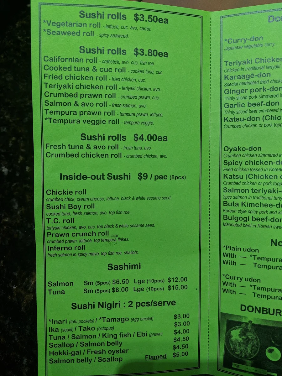 Menu, Sushi Boy & Coffee Girl