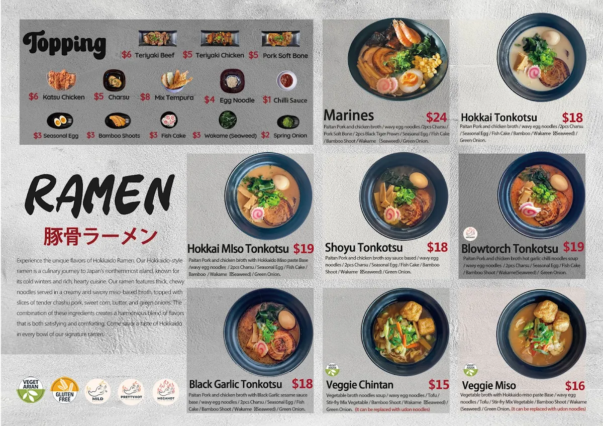 Menu, Hokkai Ramen