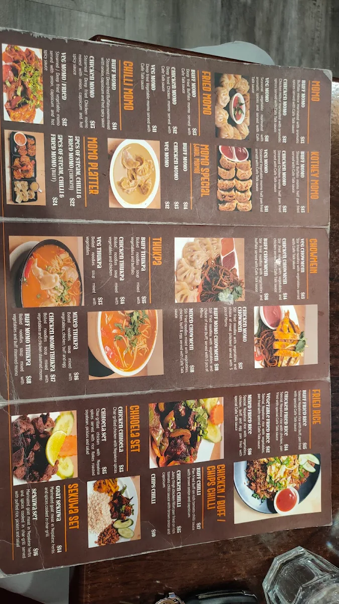Menu, Cafe Talk Nepalese Restaurant - Hornsby