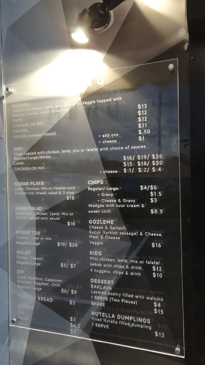 Menu, Kebabs on High