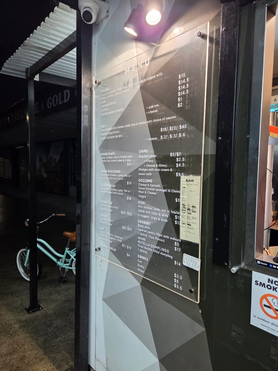 Menu, Kebabs on High