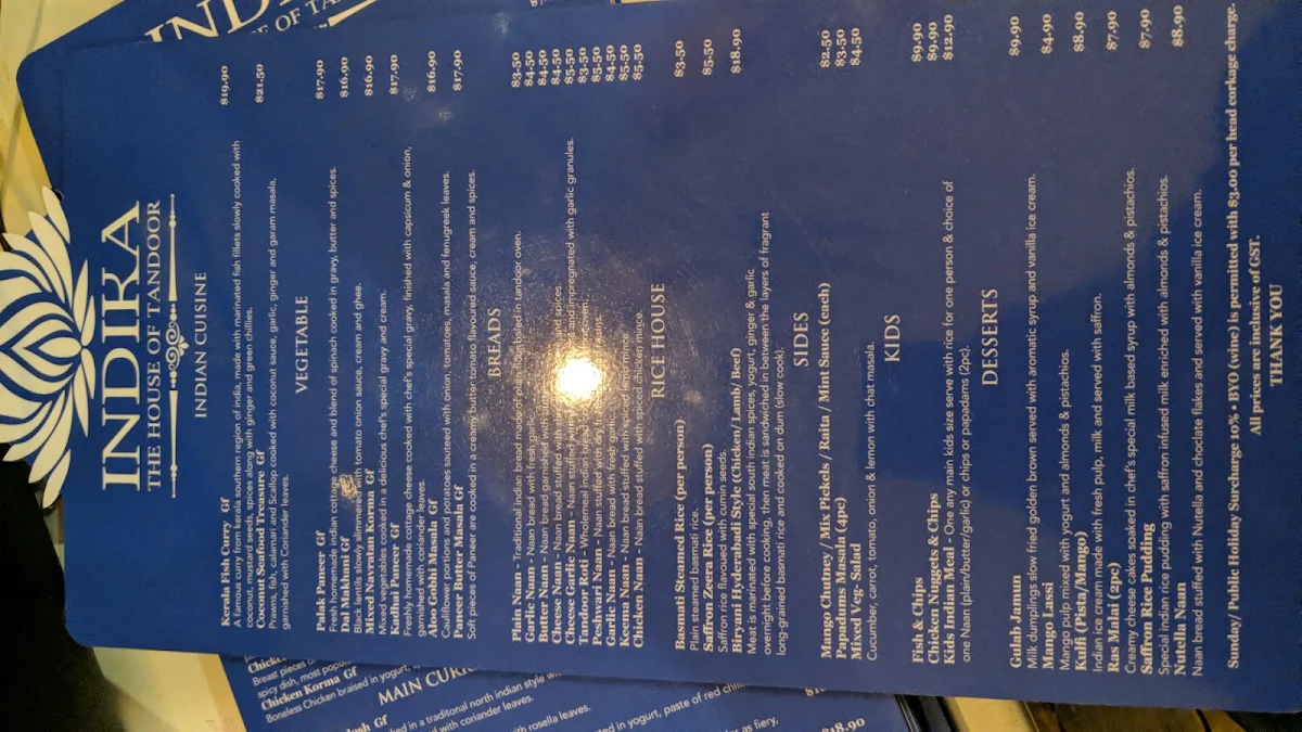 Menu, Indika Berry - The House of Tandoor - Best Indian Restaurant