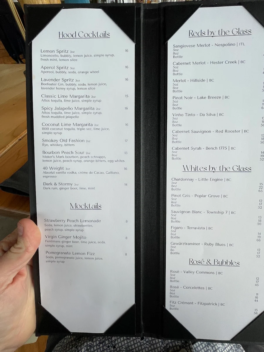 Menu, Hooded Merganser Restaurant