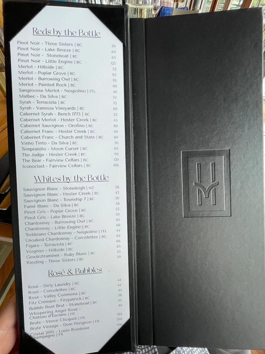 Menu, Hooded Merganser Restaurant
