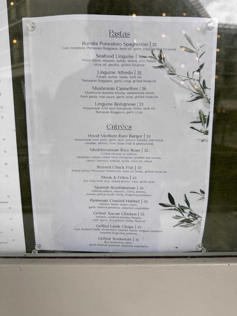 Menu, Hooded Merganser Restaurant