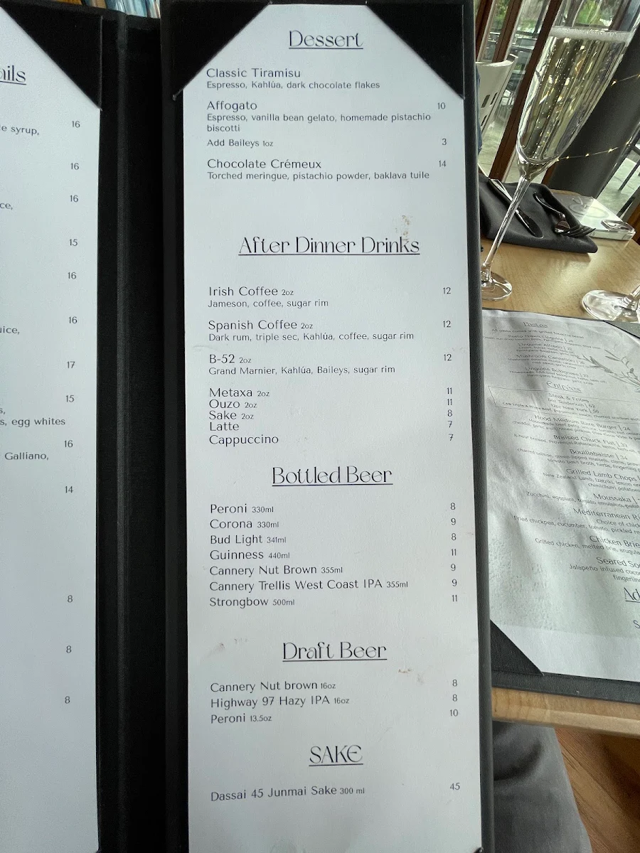 Menu, Hooded Merganser Restaurant