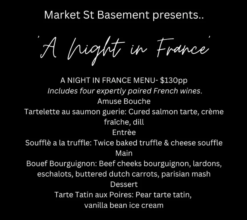 Menu, Market St Basement