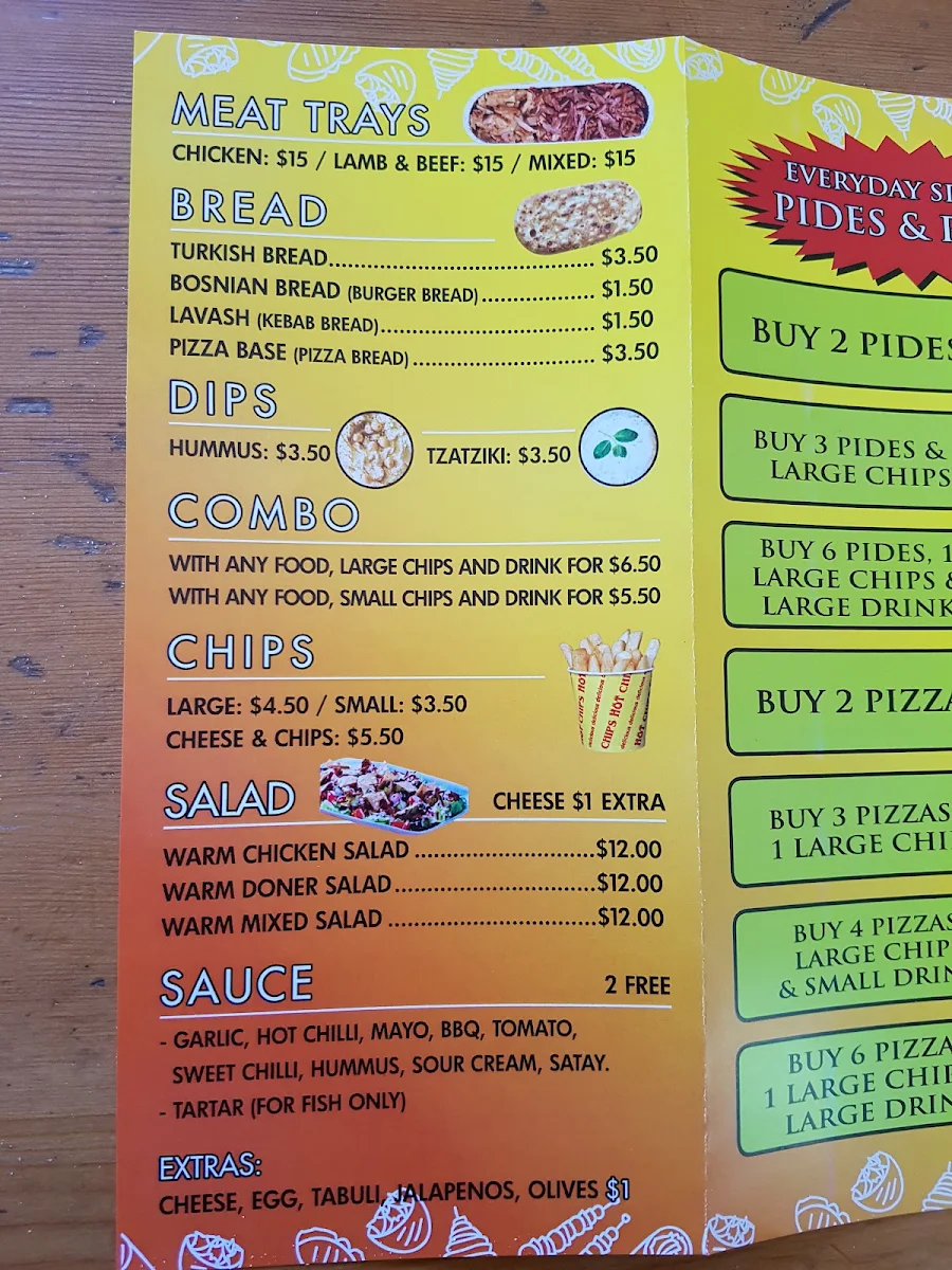 Menu, The Kebab Place