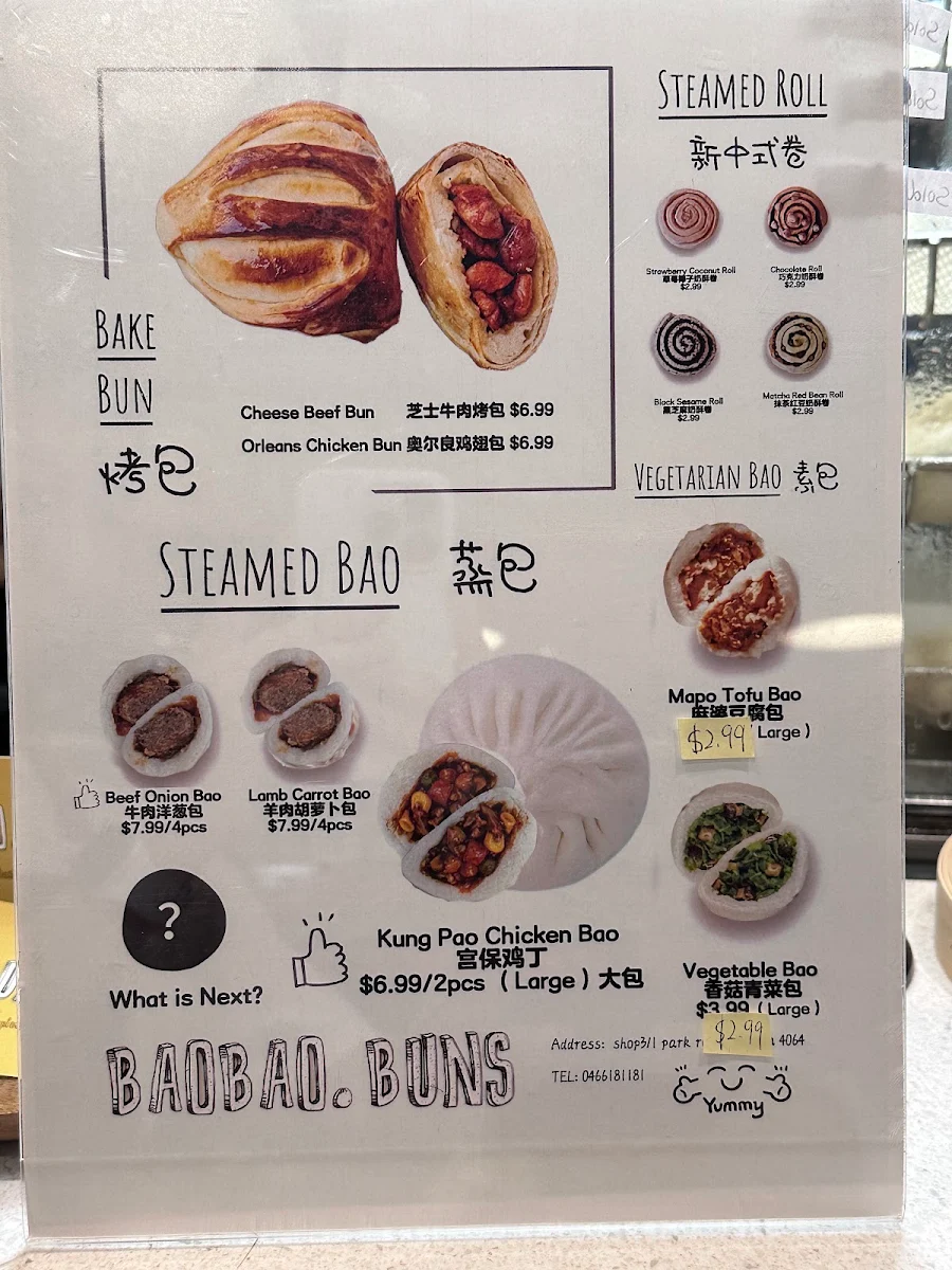 Menu, BaoBao.Buns