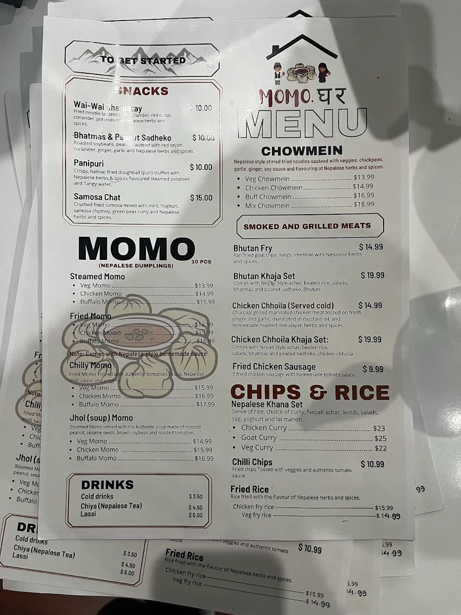 Menu, Momo Ghar