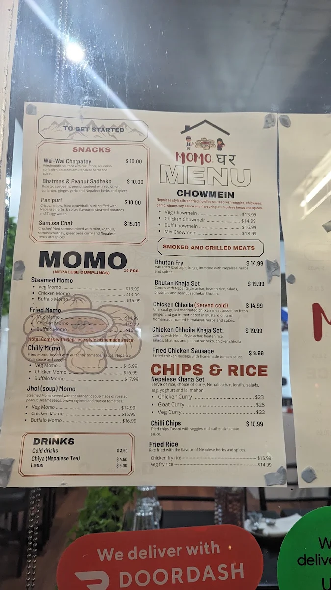 Menu, Momo Ghar