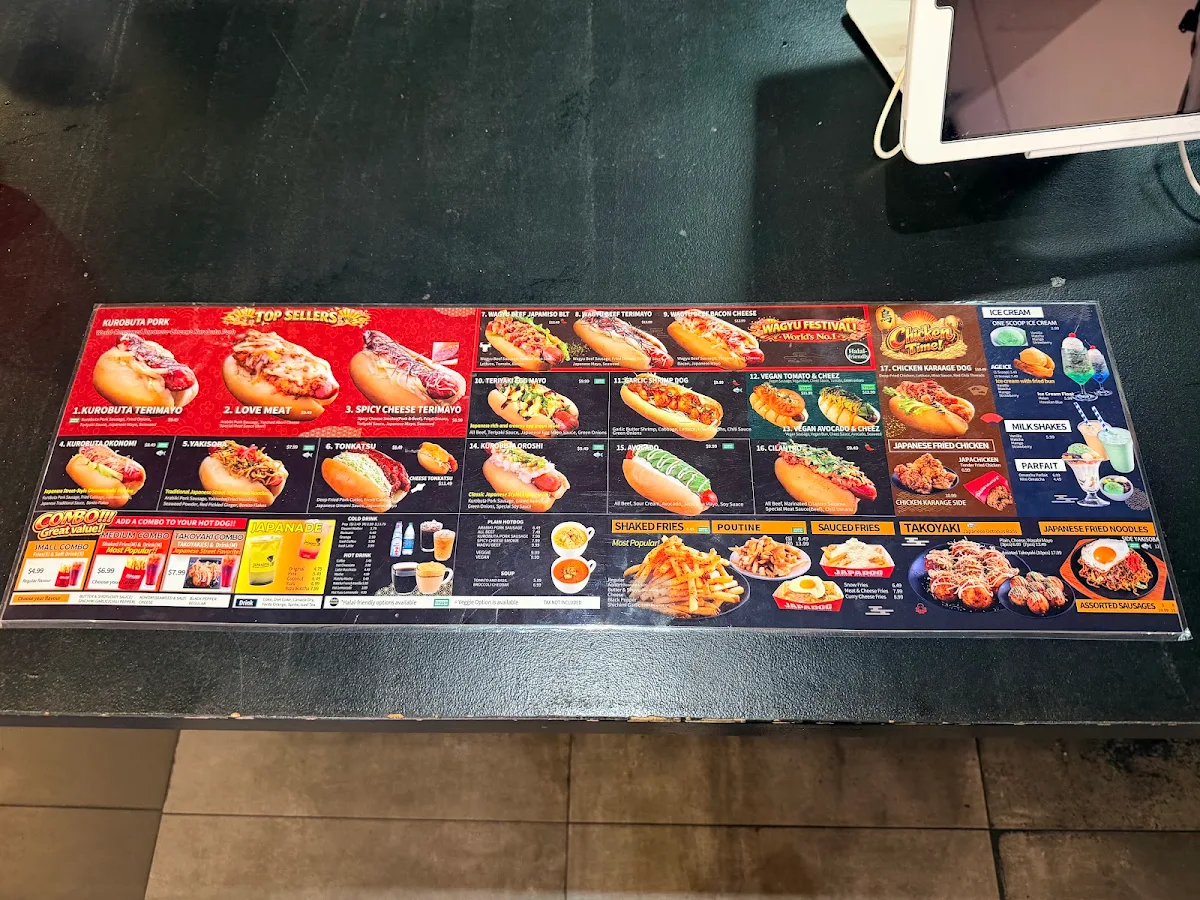 Menu, Japadog