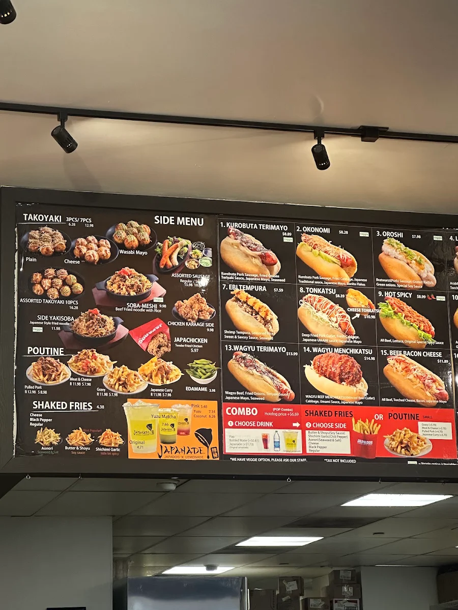 Menu, Japadog