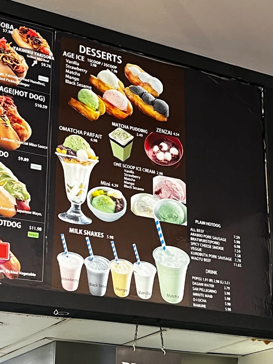 Menu, Japadog