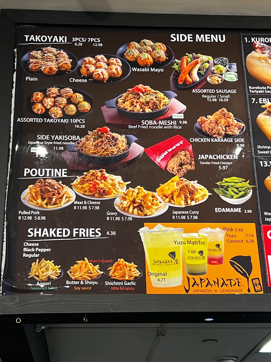 Menu, Japadog