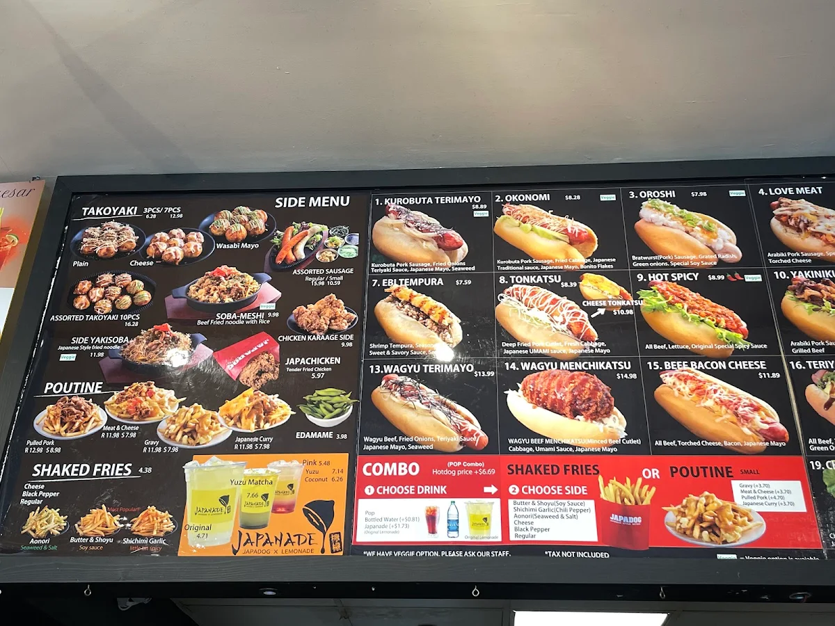 Menu, Japadog
