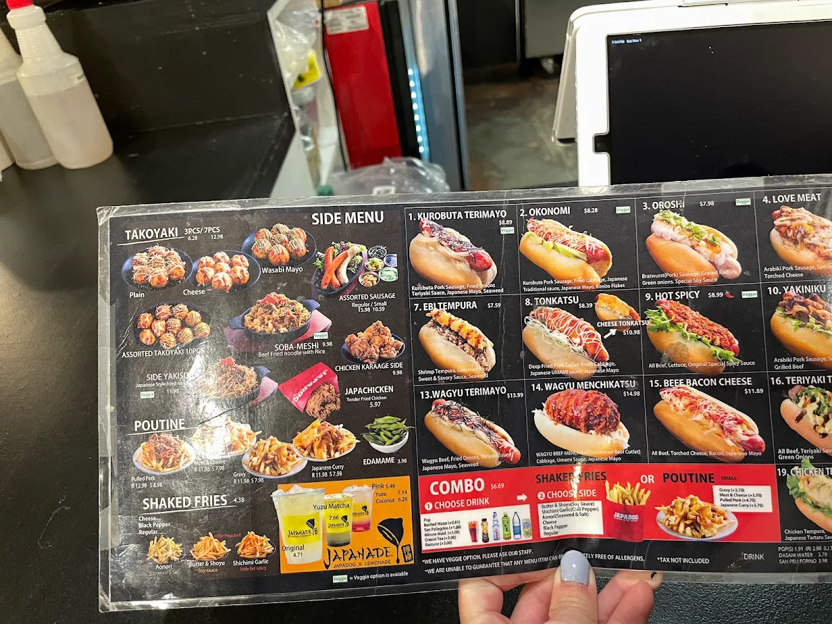 Menu, Japadog