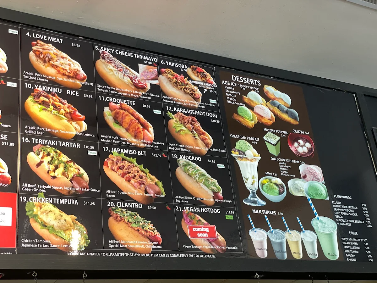 Menu, Japadog
